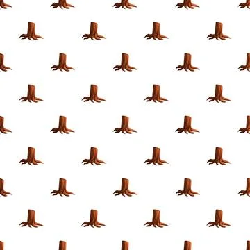Cartoon tree stump repeating pattern on white background 스톡 일러스트