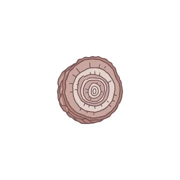Cartoon tree trunk round cut, circle pine, birch or oak slices, lumber wood.. Stock Illustration