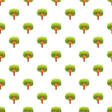 Cartoon treehouses creating a repeating background design Stock Illustration