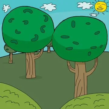 Cartoon trees background Stock Illustration