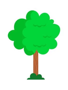 Cartoon trees. Green tree vector illustration. Doodle wood plant Stock Illustration