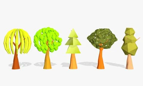 Cartoon trees low poly Stock Illustration