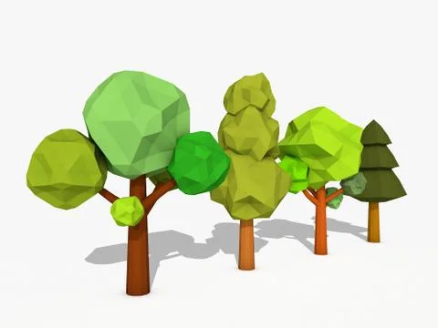 Cartoon trees low poly style Stock Illustration