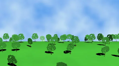 Cartoon trees in the meadow 库存影片 48945341
