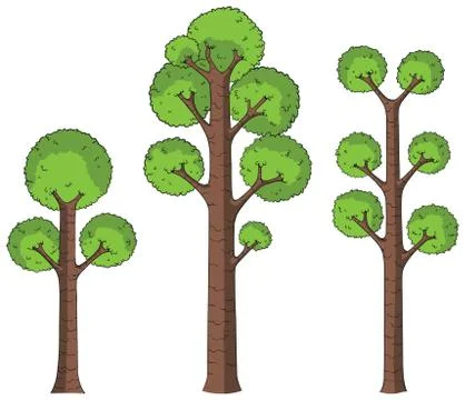 Cartoon Trees on White Stock Illustration