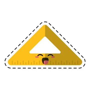 Cartoon triangle ruler school cut line Stock Illustration