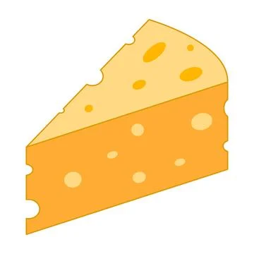 Cartoon triangular cheese wedge with holes isolated food illustration Stock Illustration