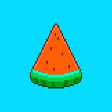 Cartoon triangular slice of watermelon with pits	 Stock Illustration