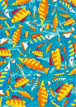 Cartoon Tropical Fish Pattern Stock-Illustration