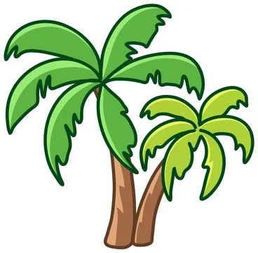 Cartoon Tropical Palm Trees Vector Illustration on White Background Stock Illustration