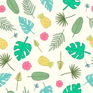Cartoon tropical pattern. Stock Illustration