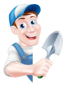 Cartoon Trowel Gardener Stock Illustration