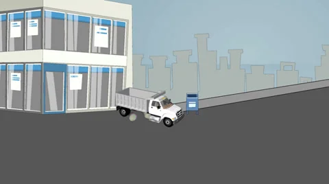 Cartoon Truck Exploding on City Street 스톡 동영상 34132013