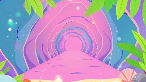 Cartoon tunnel with water elements. Under the sky. seamless effect with loop. Stock Footage 305229213