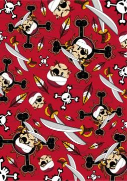 Cartoon Turban Pirate Pattern Stockillustratie