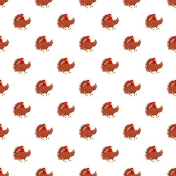 Cartoon turkey characters creating seamless pattern background Stock Illustration