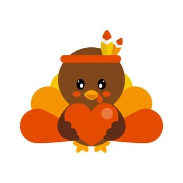 Cartoon turkey vector with heart Stock Illustration