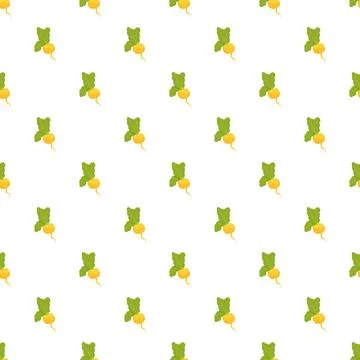 Cartoon turnip vegetable seamless pattern on white background Stock Illustration