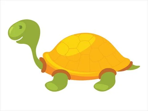 Cartoon turtle with a bright yellow shell 库存插图