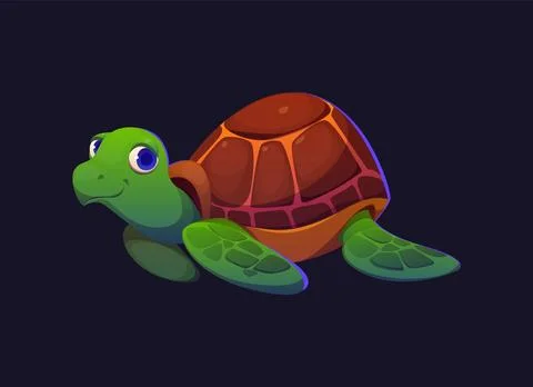 Cartoon turtle character, cute vector tortoise 스톡 일러스트