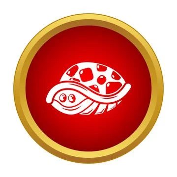 Cartoon turtle character icon in red circle Stock Illustration