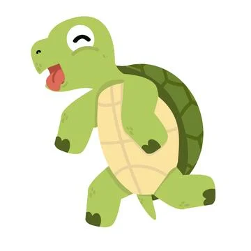 A cartoon turtle is running and tired Stock Illustration