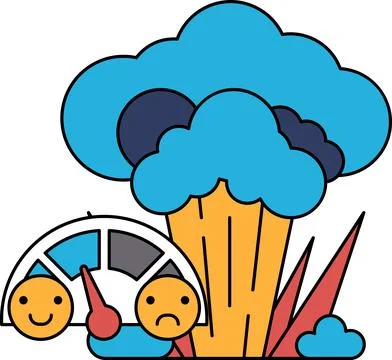 A cartoon of a turtle with a sad face and a car with a speedometer Stock Illustration