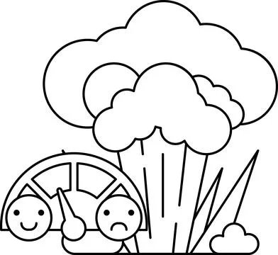 A cartoon of a turtle with a sad face and a car with a speedometer Stock Illustration