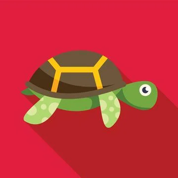 Cartoon turtle swimming with a red background Stock Illustration