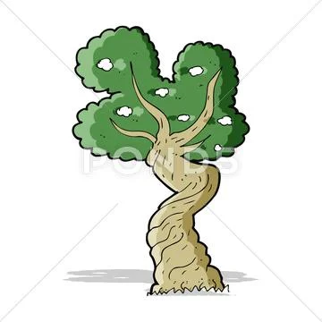 Cartoon twisted old tree Stock Illustration