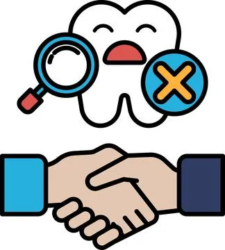A cartoon of two hands shaking with a toothbrush in the background Stock Illustration