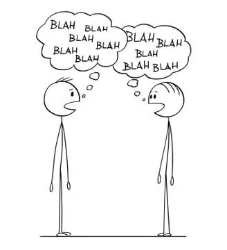 Cartoon of Two Men Conversation With Blah-Blah Speech Bubbles Stock Illustration