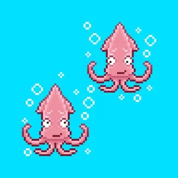 Cartoon two smiling cute squid Stock-Illustration