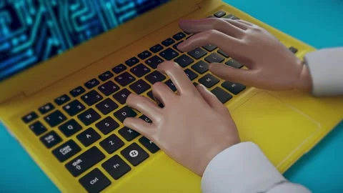 Cartoon Typing on Laptop Animation | Stock Video | Pond5