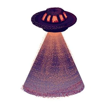Cartoon UFO with rays of light Stockillustratie