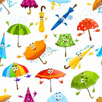 Cartoon umbrella characters seamless pattern Stockillustratie