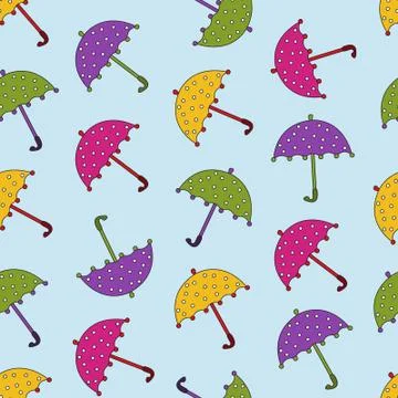 Cartoon umbrellas fall Stock Illustration