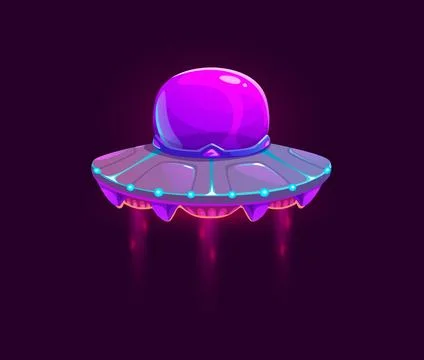 Cartoon unidentified flying object game icon, UFO Stock Illustration