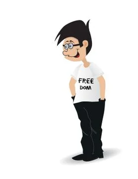 Cartoon using freedom shirt Stock Illustration