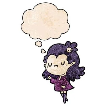 Cartoon vampire and thought bubble in grunge texture pattern style 스톡 일러스트