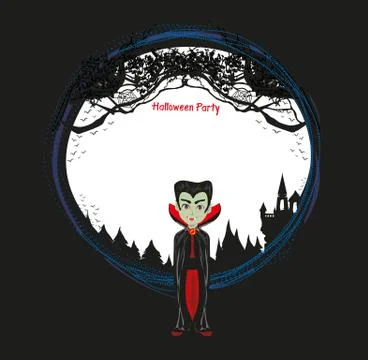 Cartoon vampire boy frame Stock Illustration