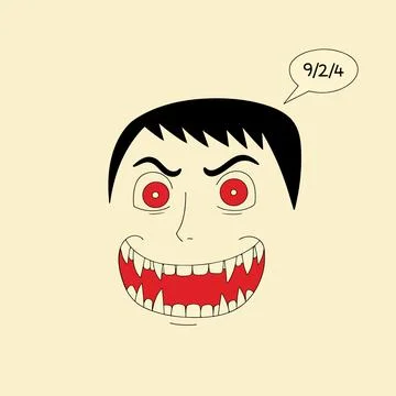 Cartoon Vampire Face with Date Stock Illustration