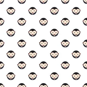 Cartoon vampire faces creating halloween seamless pattern background Stock Illustration