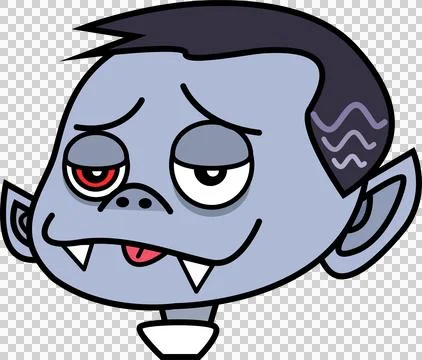Cartoon vampire head is floating on transparent background in flat design style, 스톡 일러스트