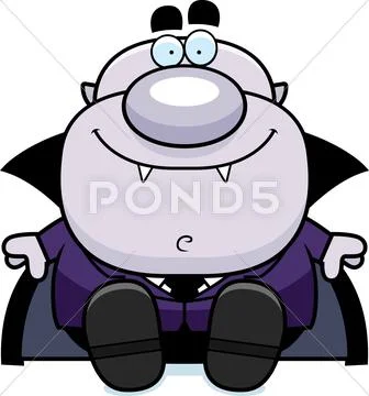 Cartoon vampire sitting Stock Illustration