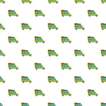 Cartoon van pattern for road trip travel background Stock Illustration