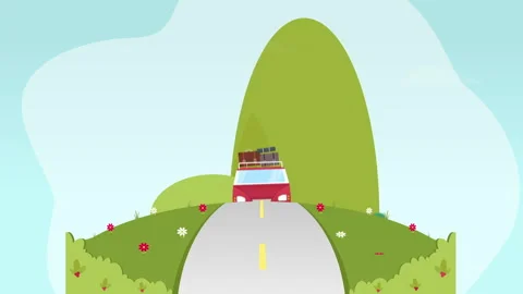 Cartoon van road trip Stock Footage 241810204