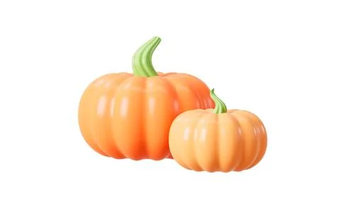 Cartoon various pumpkins on the white background, 3d rendering. Stock Illustration
