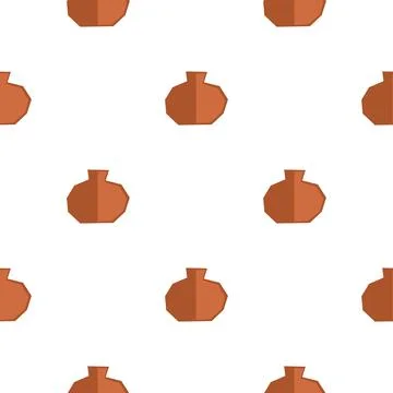 Cartoon vase seamless pattern with brown color. Kids Hand drawn scandinavian Stock Illustration