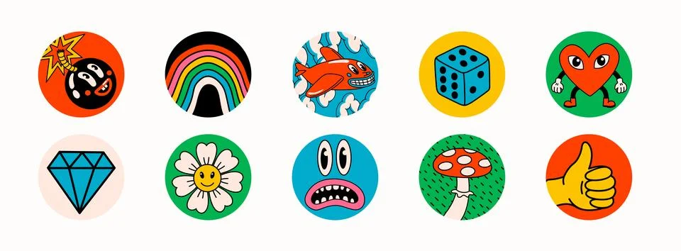 Cartoon vector abstract highlights covers for a social media stories Stock Illustration
